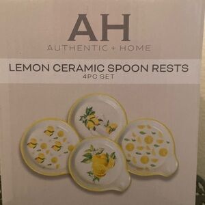 Four piece ceramic spoon rests lemon design